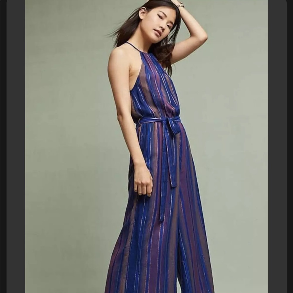 Anthropologie | Cleobella Lois Metallic Stripe Jumpsuit Sz 6